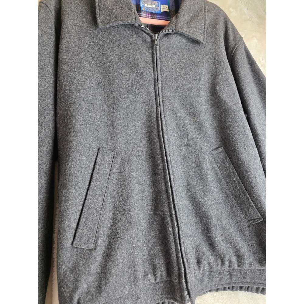 Pendleton Wool Bomber Jacket Men's Gray Plaid Lin… - image 2
